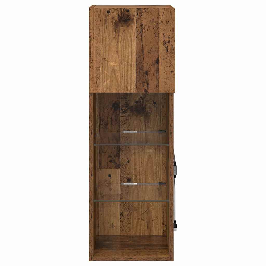 Wall-mounted TV Cabinet with LED Old Wood 30.5 x 30 x 90 cm