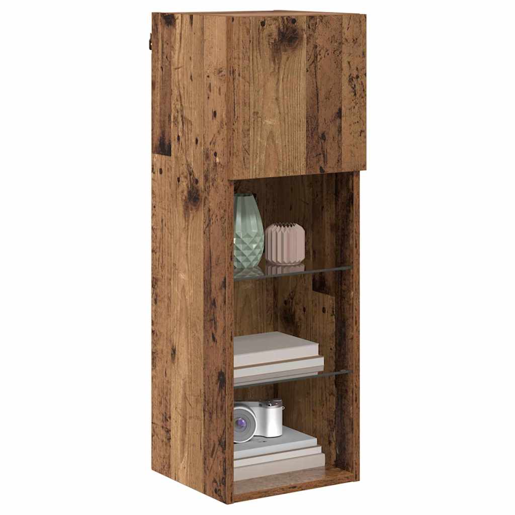 Wall-mounted TV Cabinet with LED Old Wood 30.5 x 30 x 90 cm