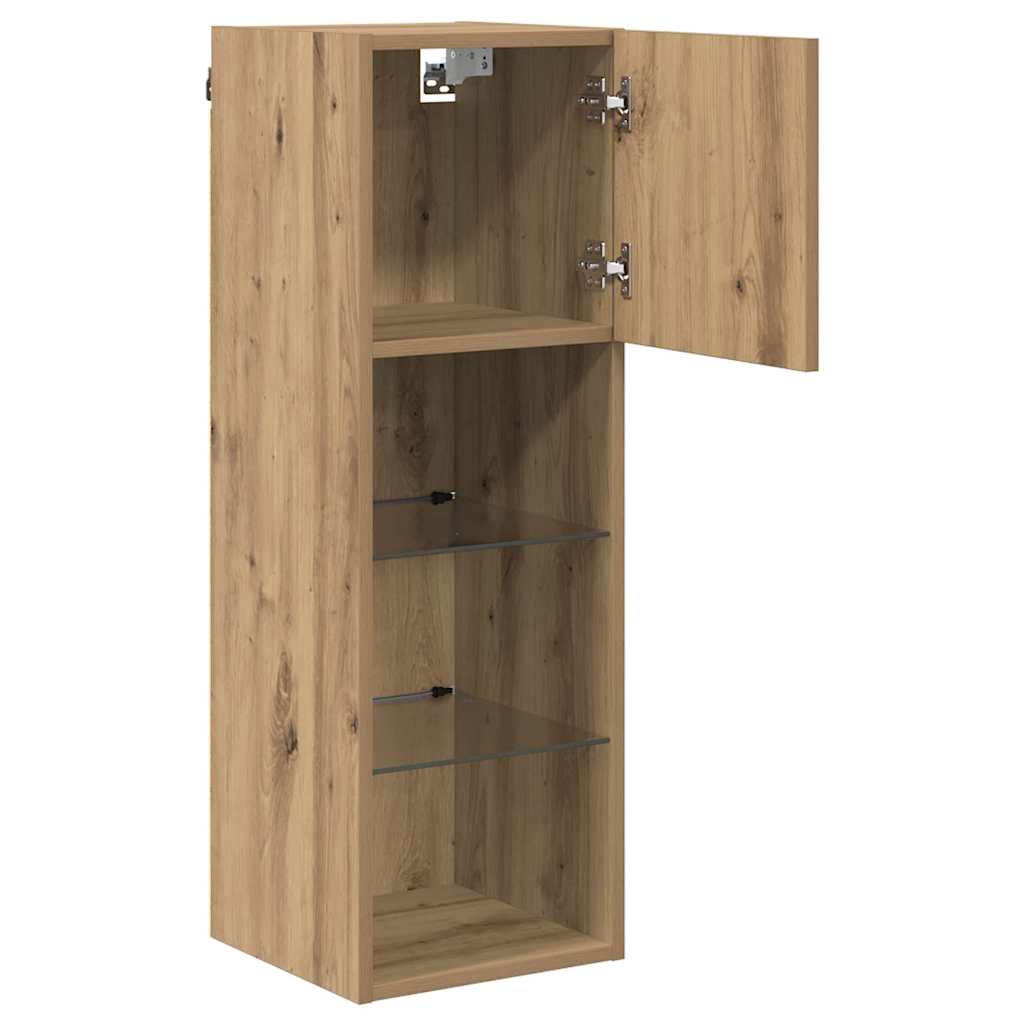 Wall-mounted TV Cabinet with LED Artisan Oak 30.5 x 30 x 90 cm