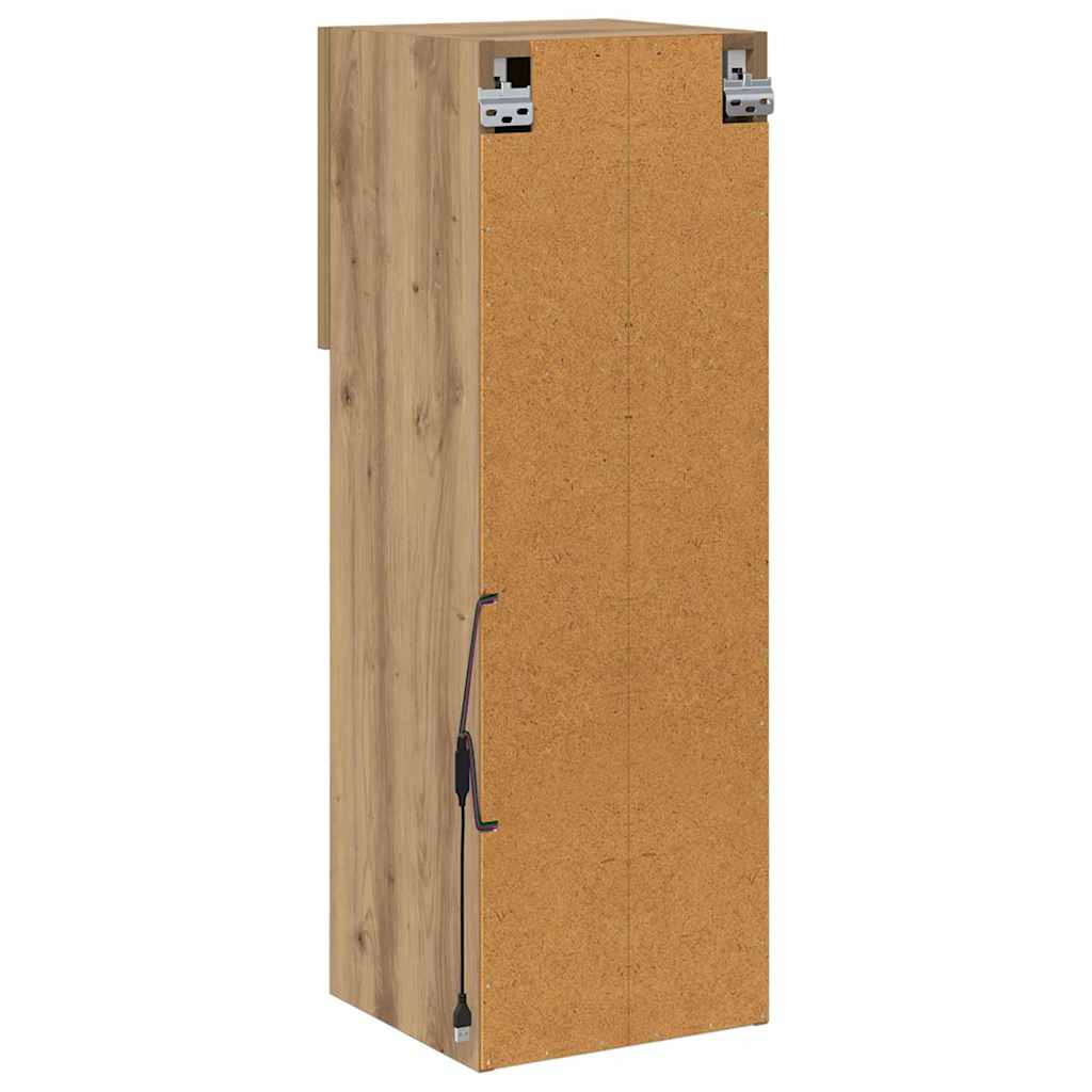 Wall-mounted TV Cabinet with LED Artisan Oak 30.5 x 30 x 90 cm