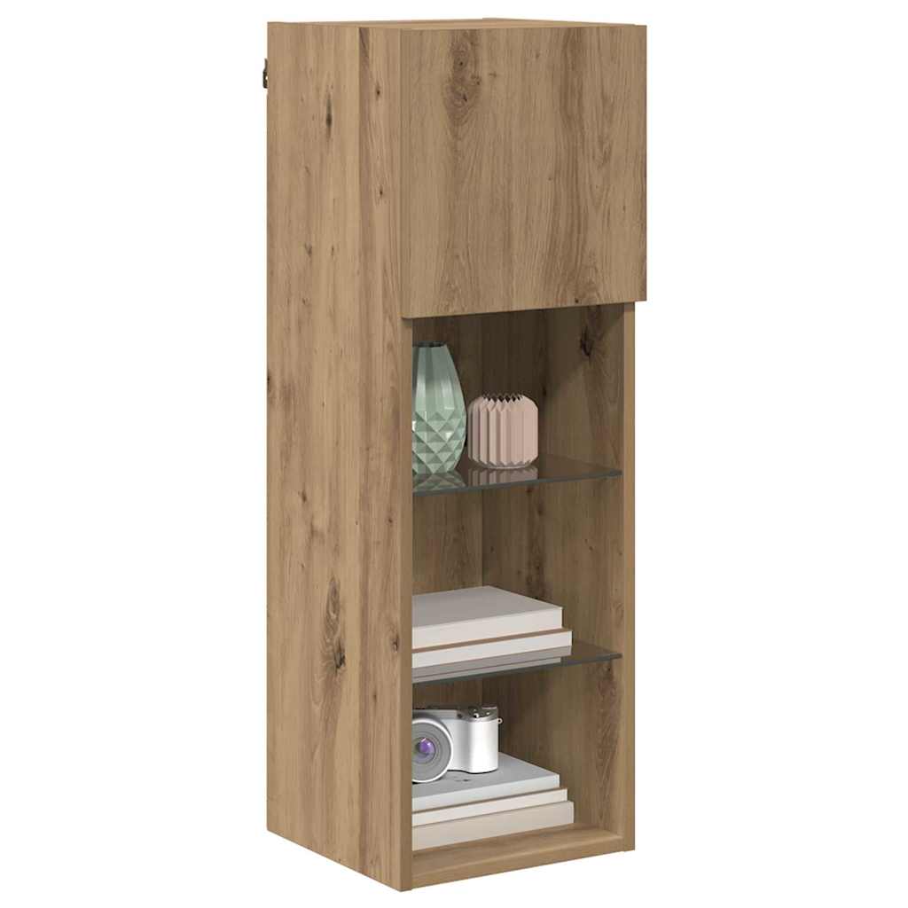 Wall-mounted TV Cabinet with LED Artisan Oak 30.5 x 30 x 90 cm