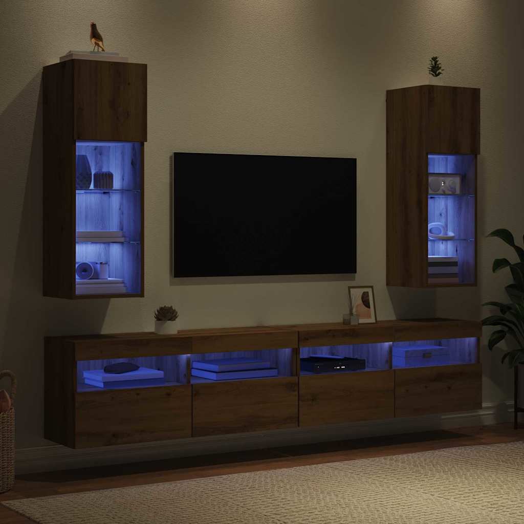 Wall-mounted TV Cabinets 2 pcs Artisan Oak 30.5 x 30 x 90 cm