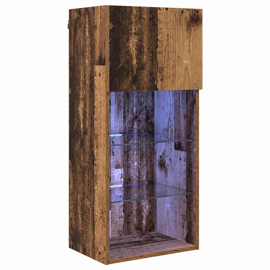 Wall-mounted TV Cabinet with LED Old Wood 40.5 x 30 x 90 cm