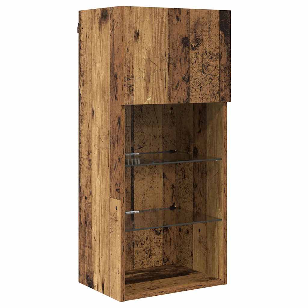 Wall-mounted TV Cabinet with LED Old Wood 40.5 x 30 x 90 cm