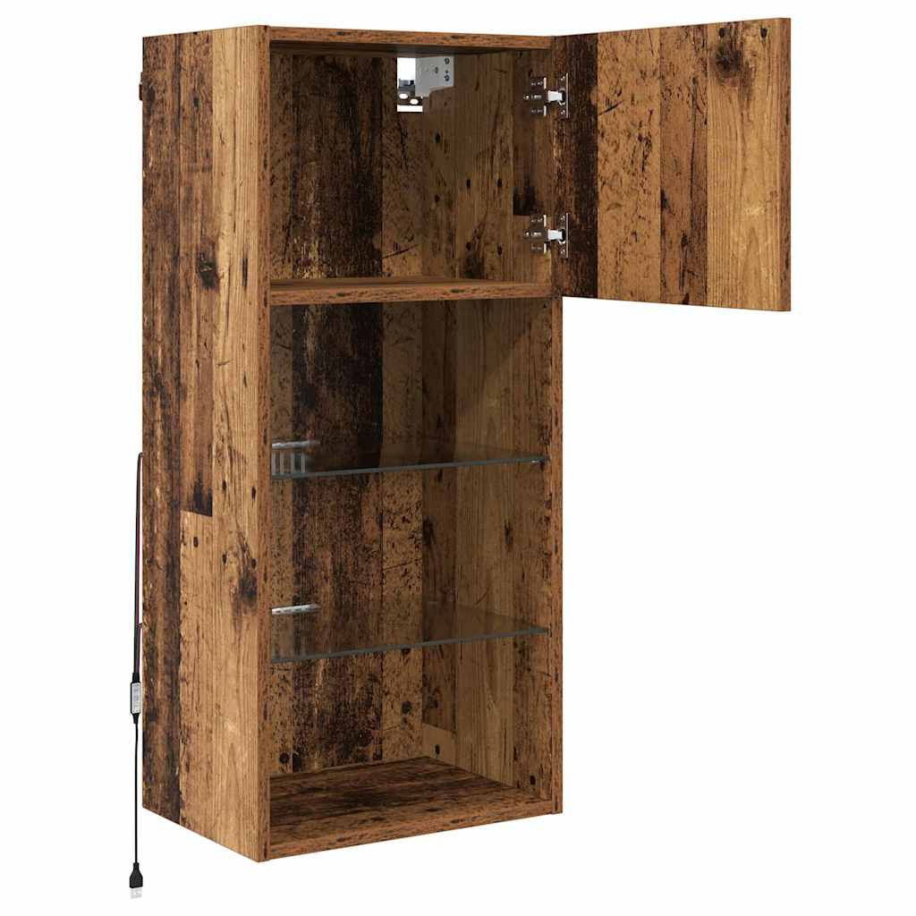 Wall-mounted TV Cabinet with LED Old Wood 40.5 x 30 x 90 cm