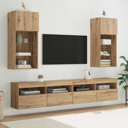 Wall-mounted TV Cabinets 2 pcs Artisan Oak Engineered Wood