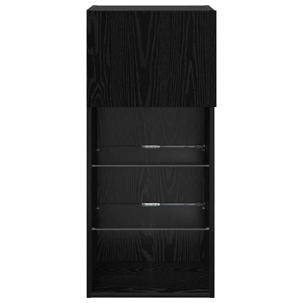 Wall-mounted TV Cabinet with LED Black Oak 40.5 x 30 x 90 cm