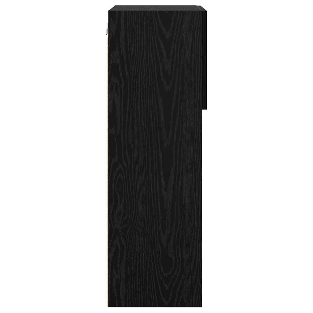 Wall-mounted TV Cabinet with LED Black Oak 40.5 x 30 x 90 cm