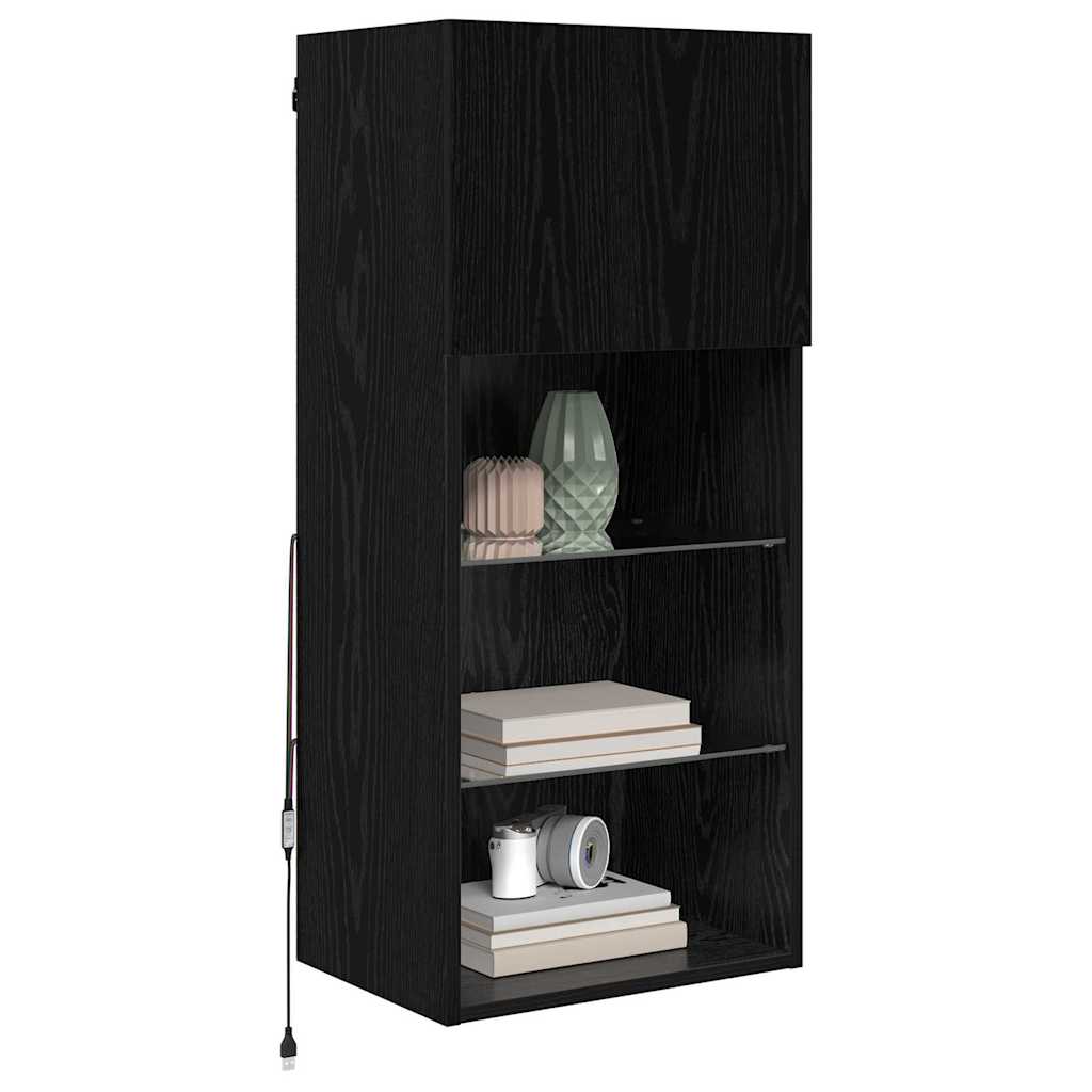 Wall-mounted TV Cabinets 2 pcs Black Oak 40.5 x 30 x 90 cm
