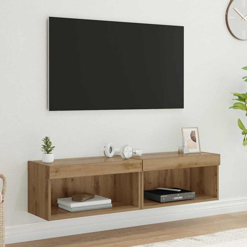 TV Cabinet Set with LED 2 pcs Artisan Oak 60 x 30 x 30 cm