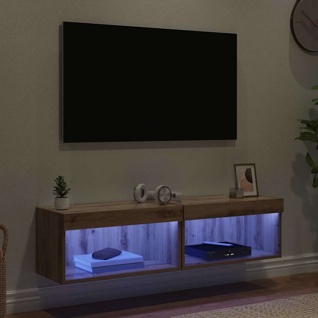 TV Cabinet Set with LED 2 pcs Artisan Oak 60 x 30 x 30 cm