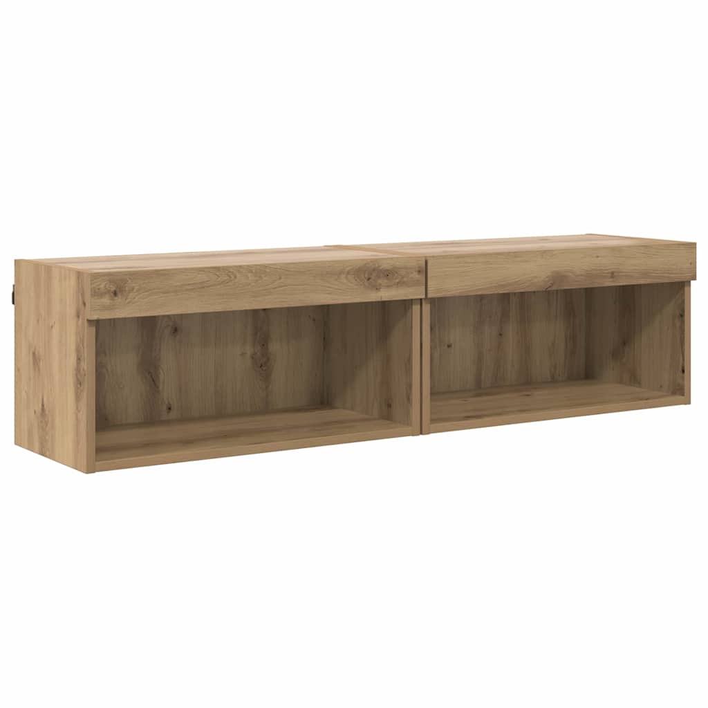 TV Cabinet Set with LED 2 pcs Artisan Oak 60 x 30 x 30 cm