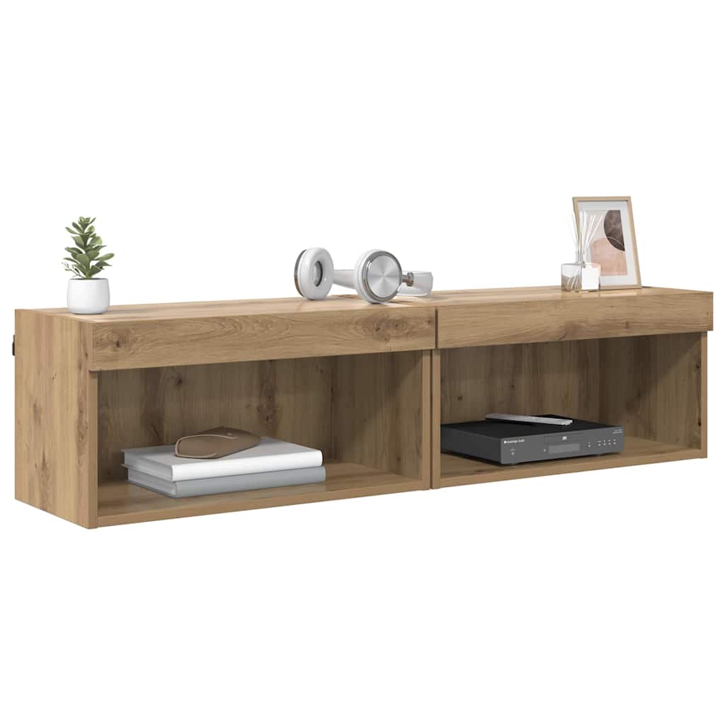 TV Cabinet Set with LED 2 pcs Artisan Oak 60 x 30 x 30 cm