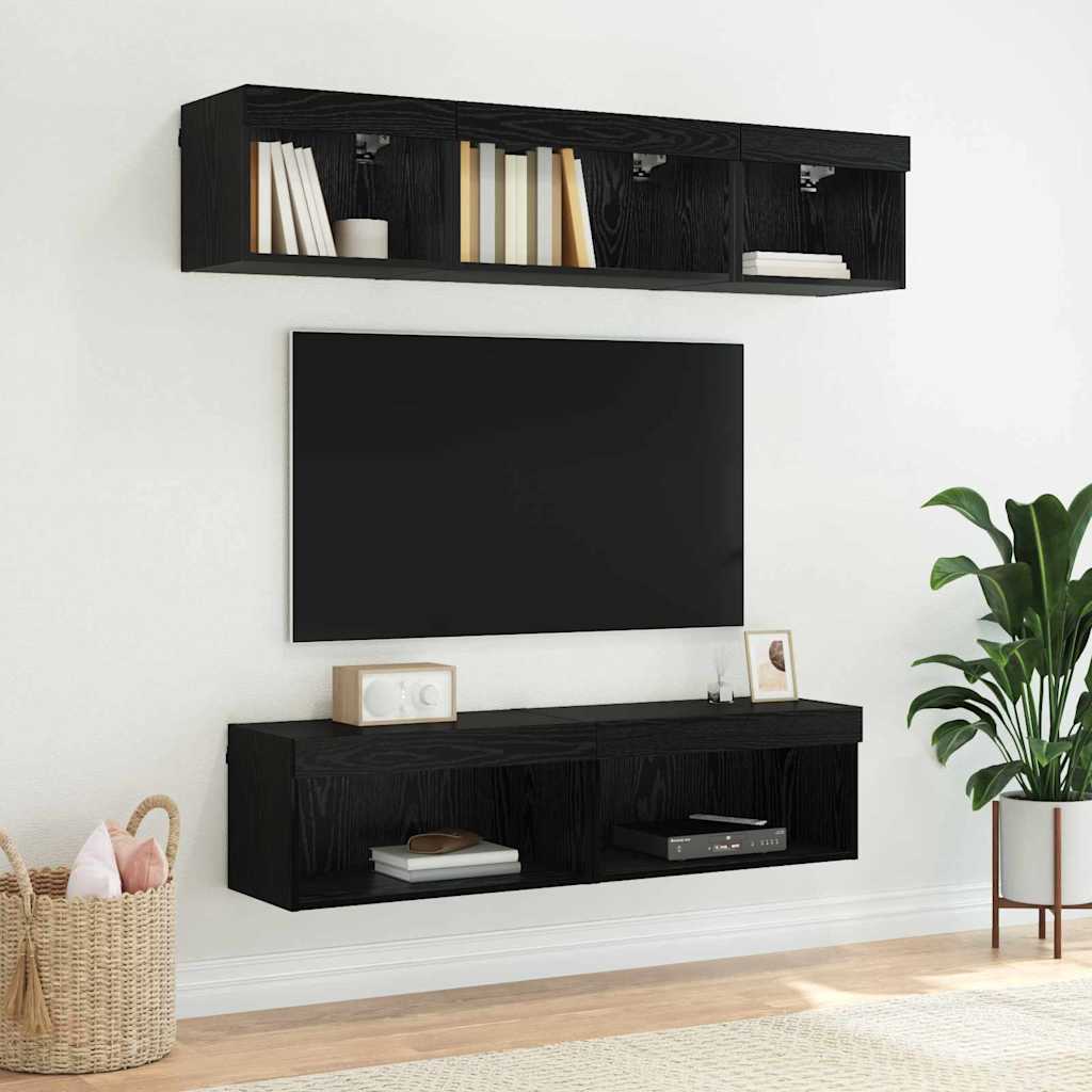 TV Cabinet Set Black Oak 60 x 30 x 30 cm Engineered Wood