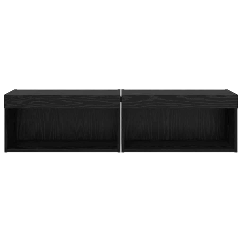 TV Cabinet Set 2 pcs Black Oak 60 x 30 x 30 cm Engineered Wood