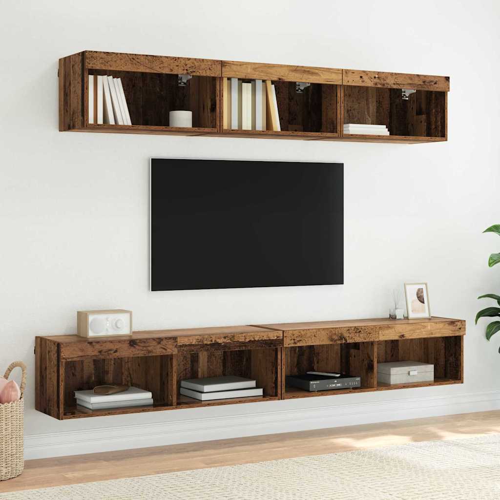 TV Cabinet Set 2 pcs Old Wood 100 x 30 x 30 cm Engineered Wood