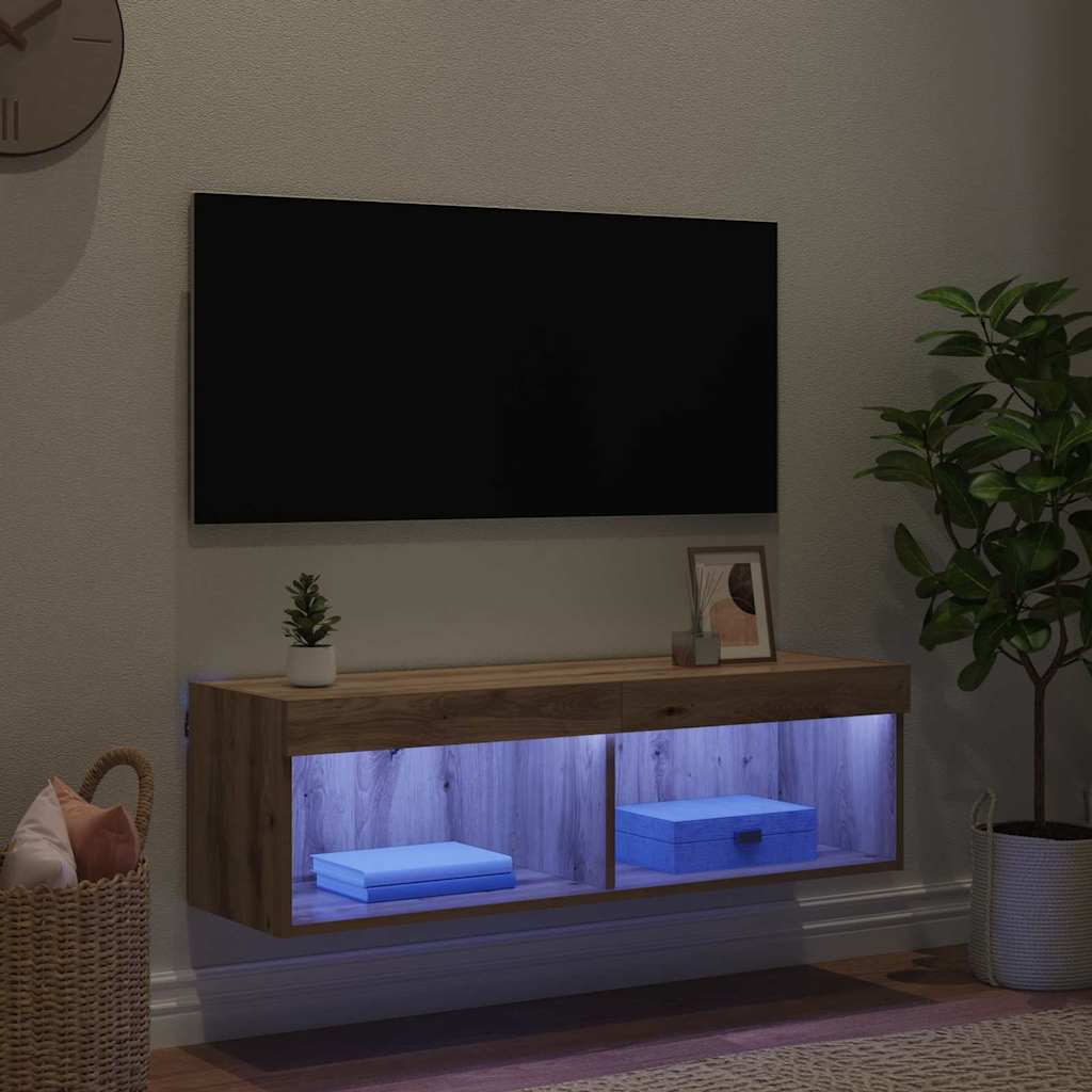 TV Wall Cabinet Artisan Oak 100 x 30 x 30 cm Engineered Wood