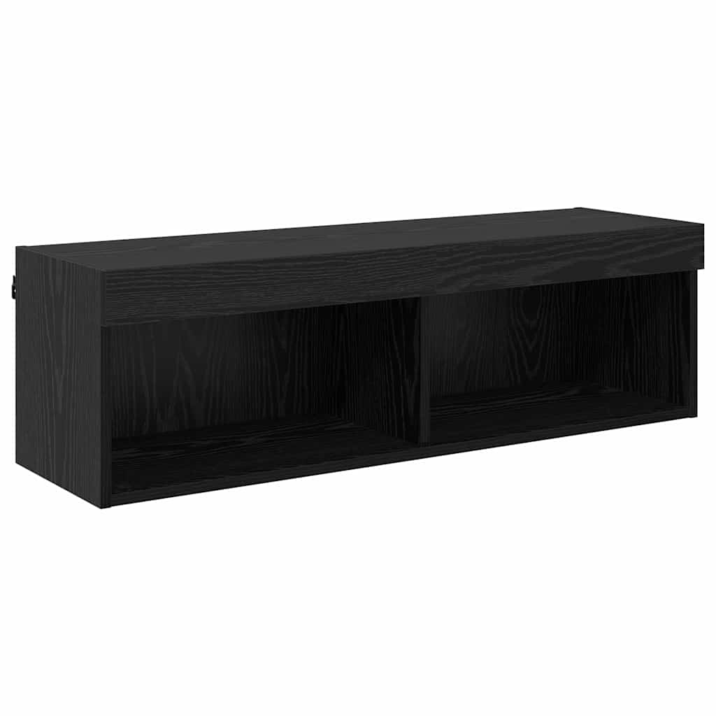 TV Wall Cabinet Black Oak 100 x 30 x 30 cm Engineered Wood