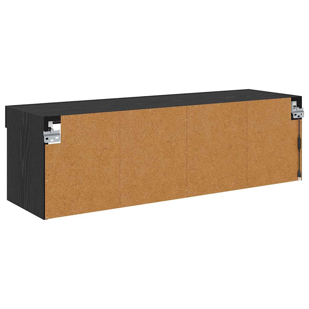 TV Wall Cabinet Black Oak 100 x 30 x 30 cm Engineered Wood