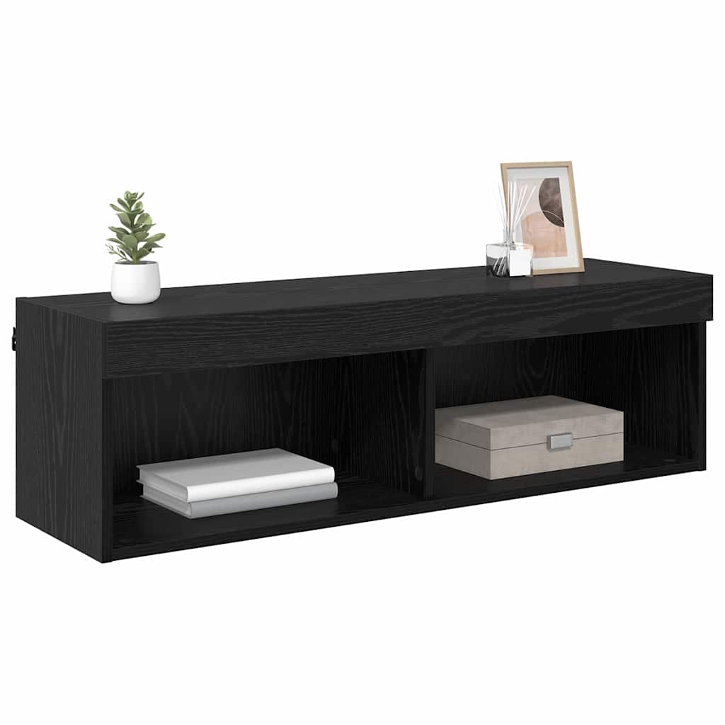 TV Wall Cabinet Black Oak 100 x 30 x 30 cm Engineered Wood