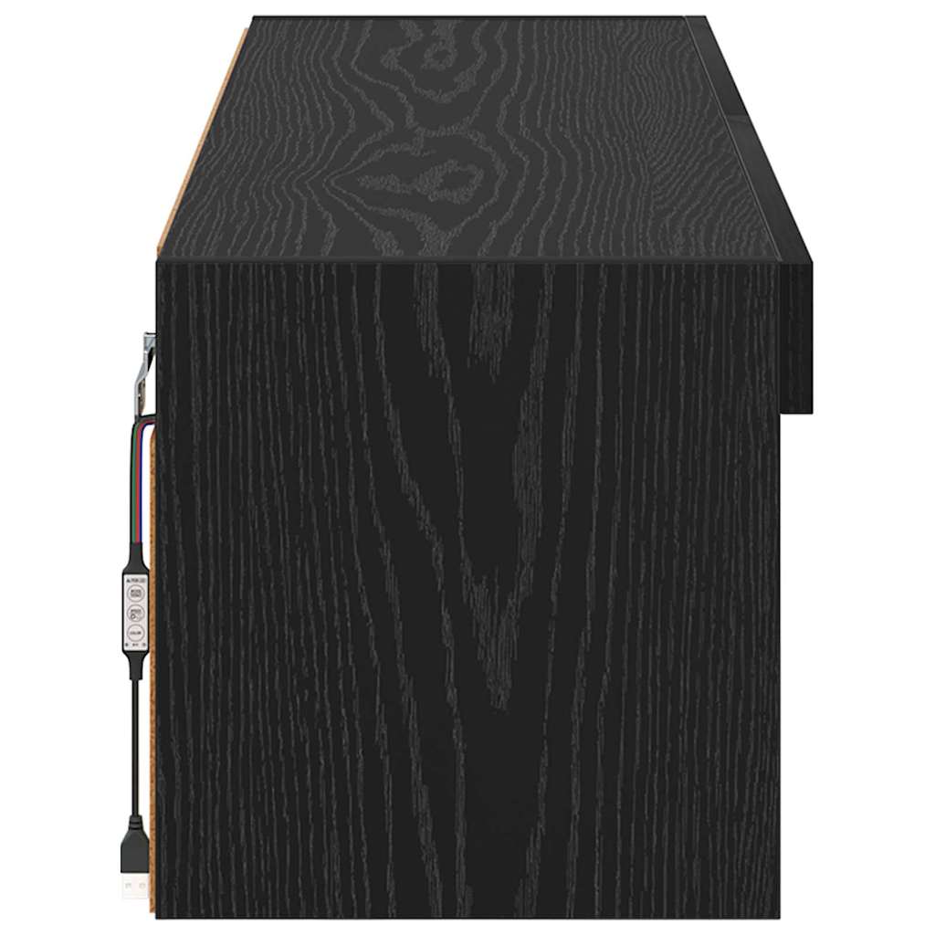TV Wall Cabinet Black Oak 100 x 30 x 30 cm Engineered Wood
