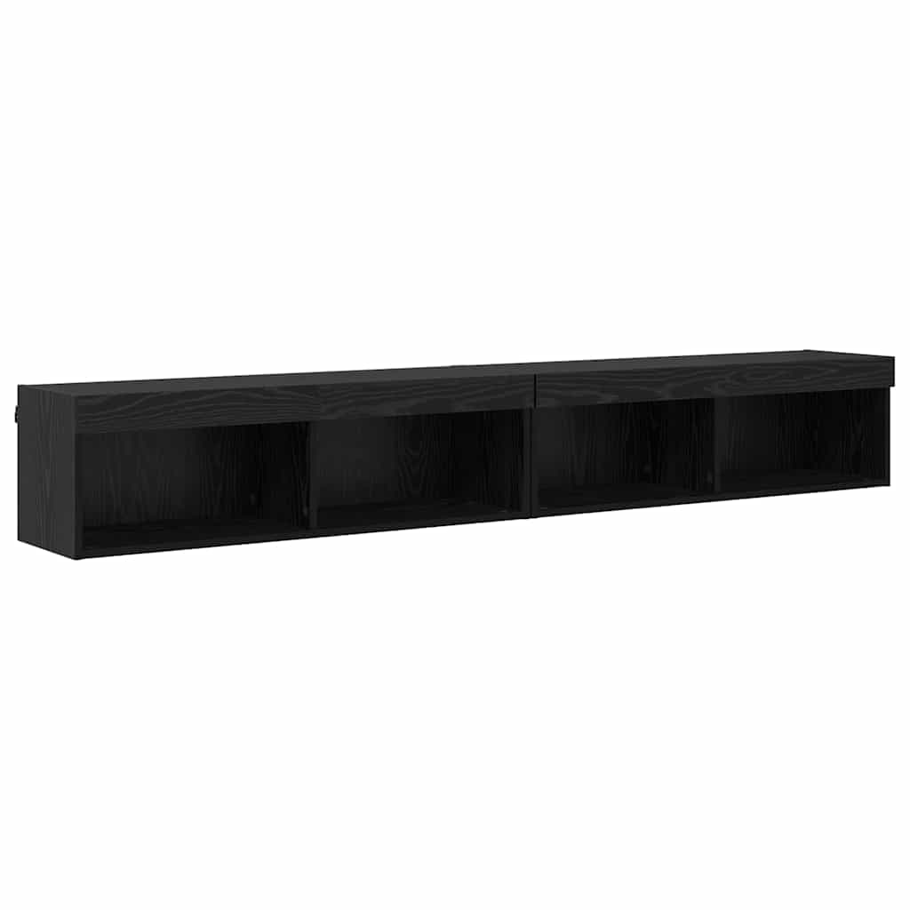 TV Cabinet Set 2 pcs Black Oak 100 x 30 x 30 cm Engineered Wood