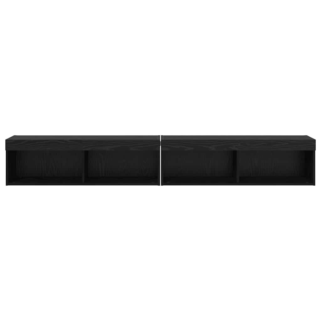 TV Cabinet Set 2 pcs Black Oak 100 x 30 x 30 cm Engineered Wood