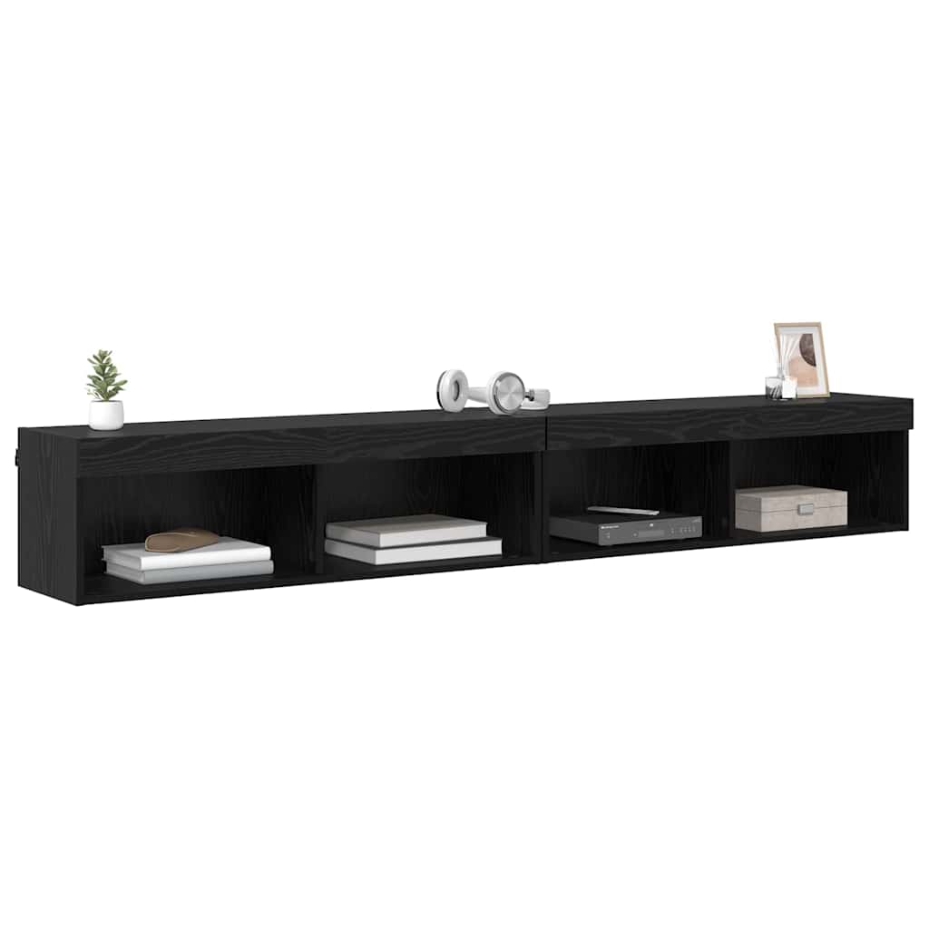 TV Cabinet Set 2 pcs Black Oak 100 x 30 x 30 cm Engineered Wood