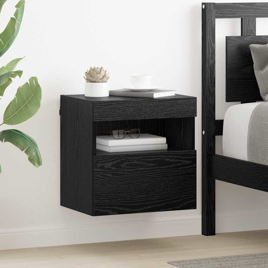 TV Wall Cabinets with LED 2 pcs Black Oak 40 x 30 x 40 cm