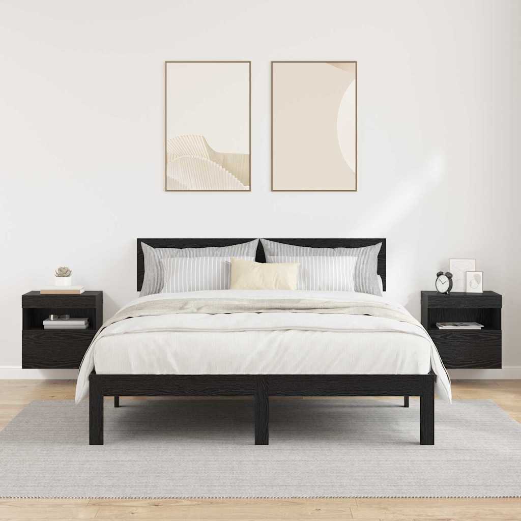 TV Wall Cabinets with LED 2 pcs Black Oak 40 x 30 x 40 cm