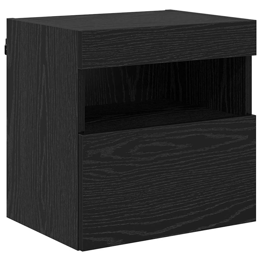 TV Wall Cabinets with LED 2 pcs Black Oak 40 x 30 x 40 cm