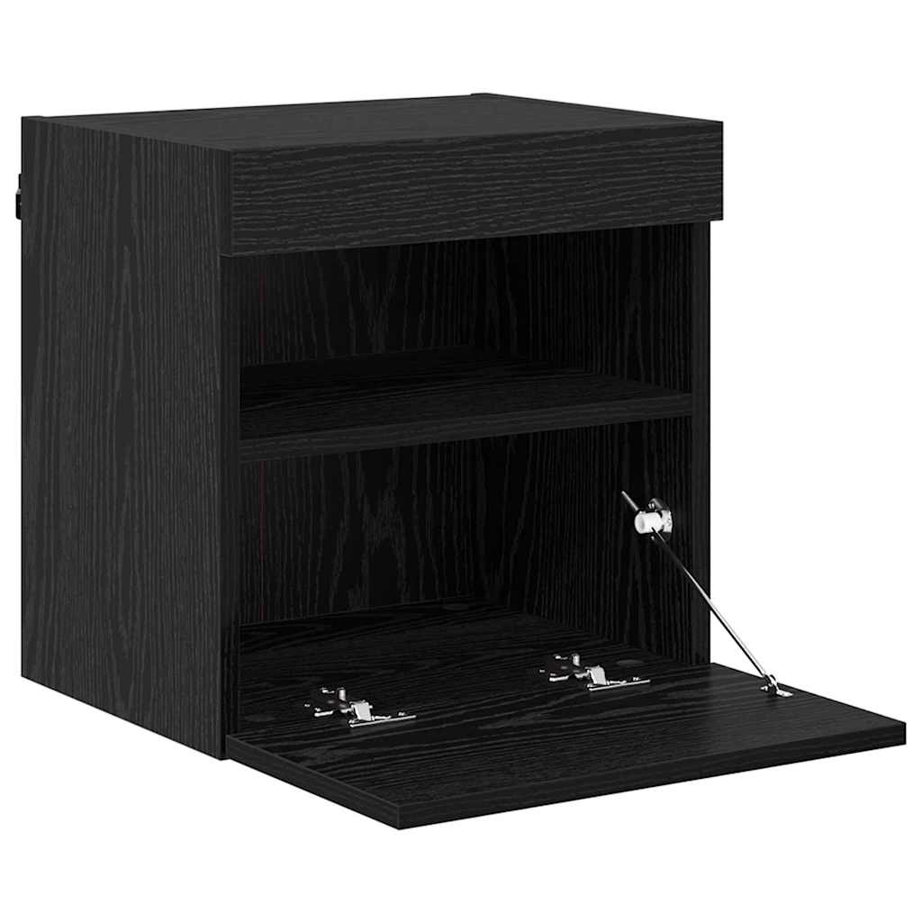 TV Wall Cabinets with LED 2 pcs Black Oak 40 x 30 x 40 cm