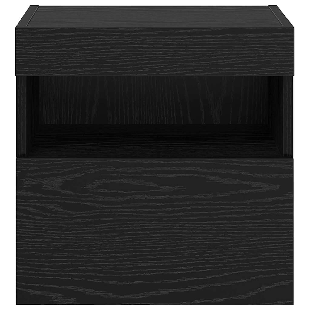 TV Wall Cabinets with LED 2 pcs Black Oak 40 x 30 x 40 cm