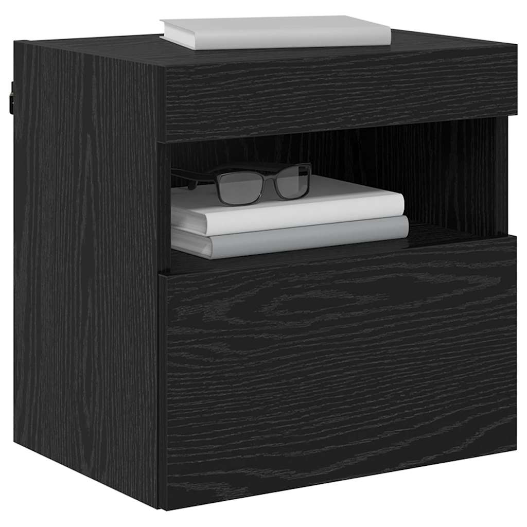 TV Wall Cabinets with LED 2 pcs Black Oak 40 x 30 x 40 cm