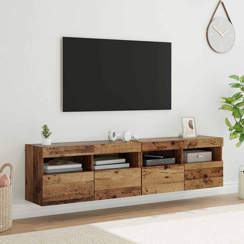 TV Wall Cabinets 2 pcs Old Wood 80 x 30 x 40 cm Engineered Wood