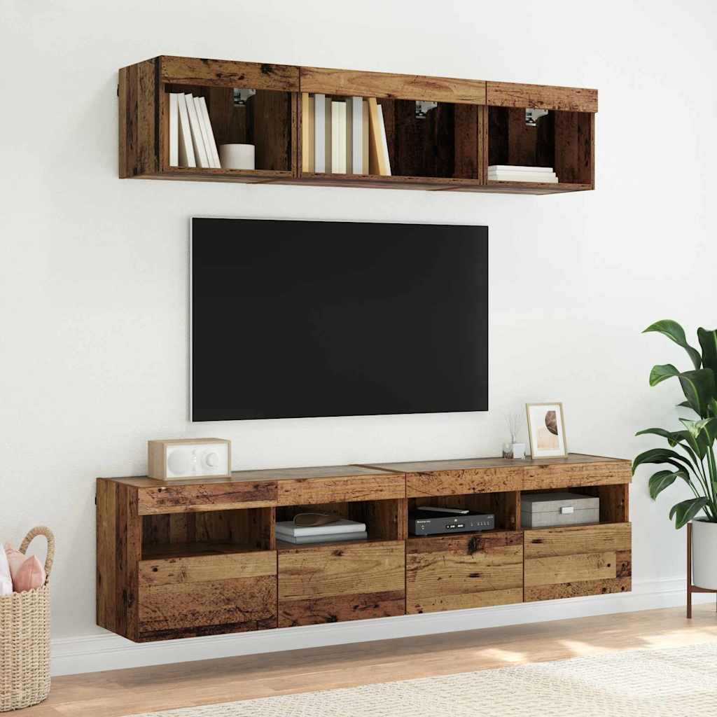 TV Wall Cabinets 2 pcs Old Wood 80 x 30 x 40 cm Engineered Wood