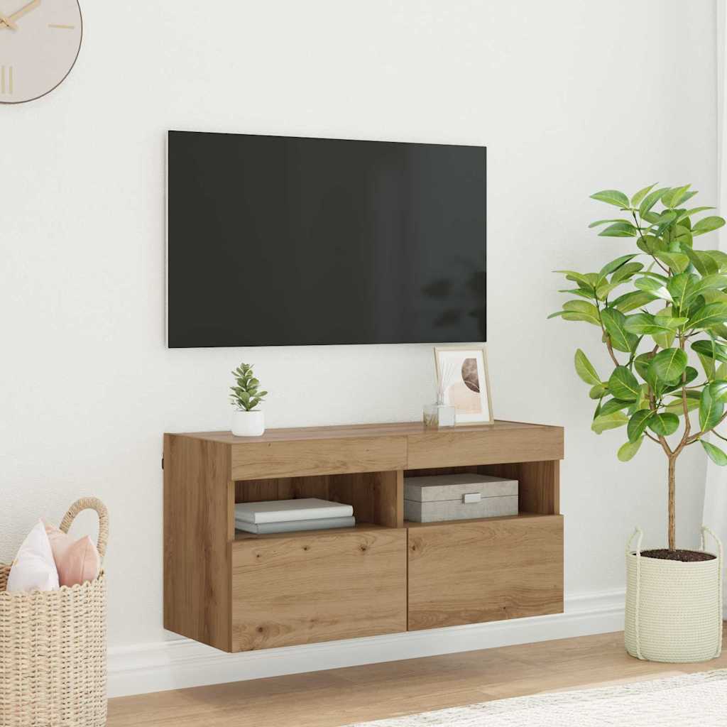 TV Wall Cabinet Artisan Oak 80 x 30 x 40 cm Engineered Wood