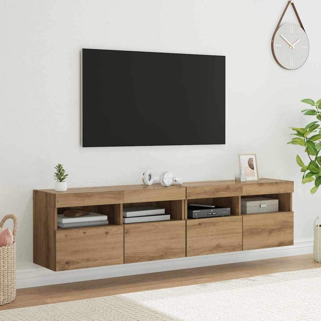TV Wall Cabinets with LED 2 pcs Artisan Oak 80 x 30 x 40 cm
