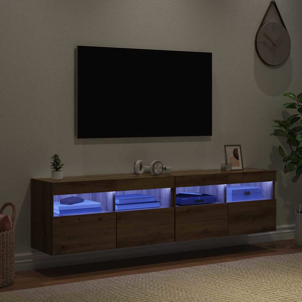 TV Wall Cabinets with LED 2 pcs Artisan Oak 80 x 30 x 40 cm