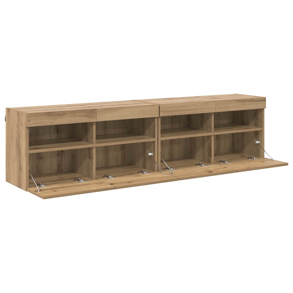 TV Wall Cabinets with LED 2 pcs Artisan Oak 80 x 30 x 40 cm
