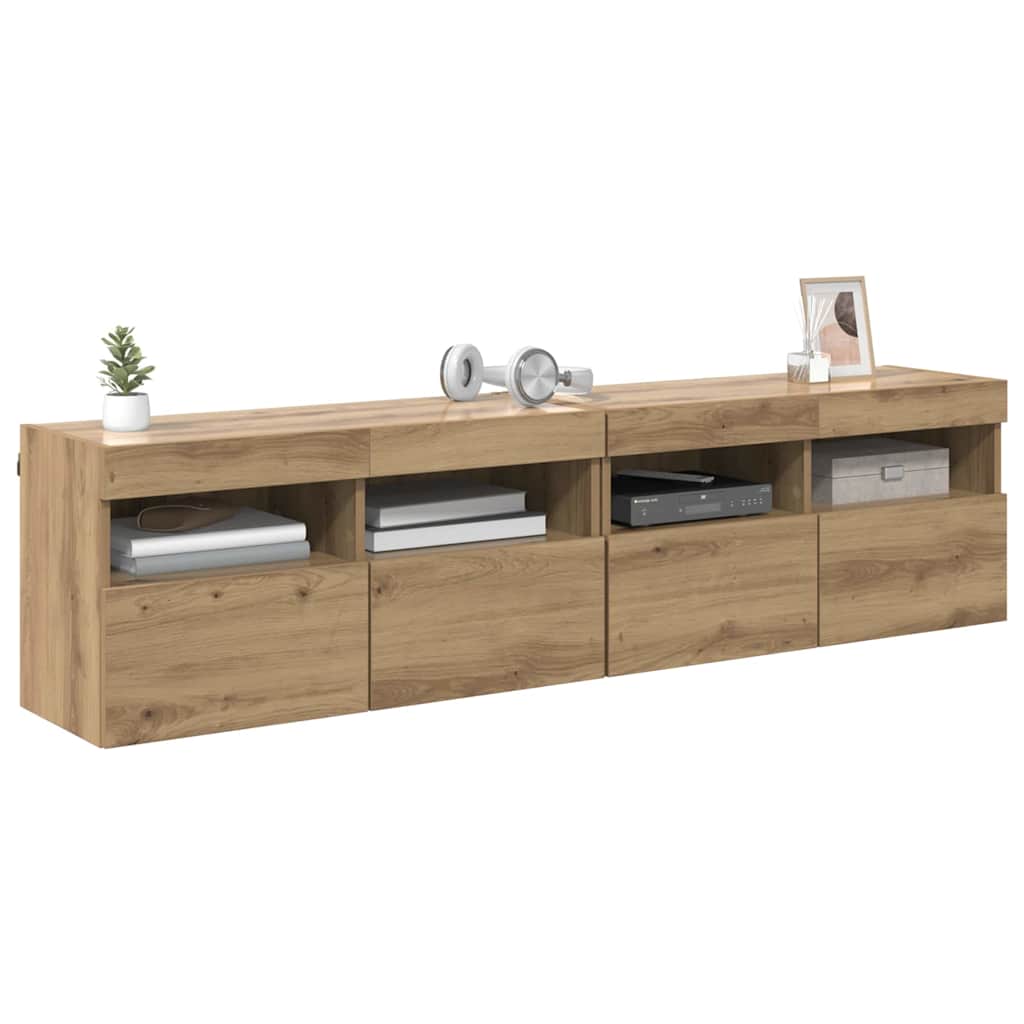 TV Wall Cabinets with LED 2 pcs Artisan Oak 80 x 30 x 40 cm