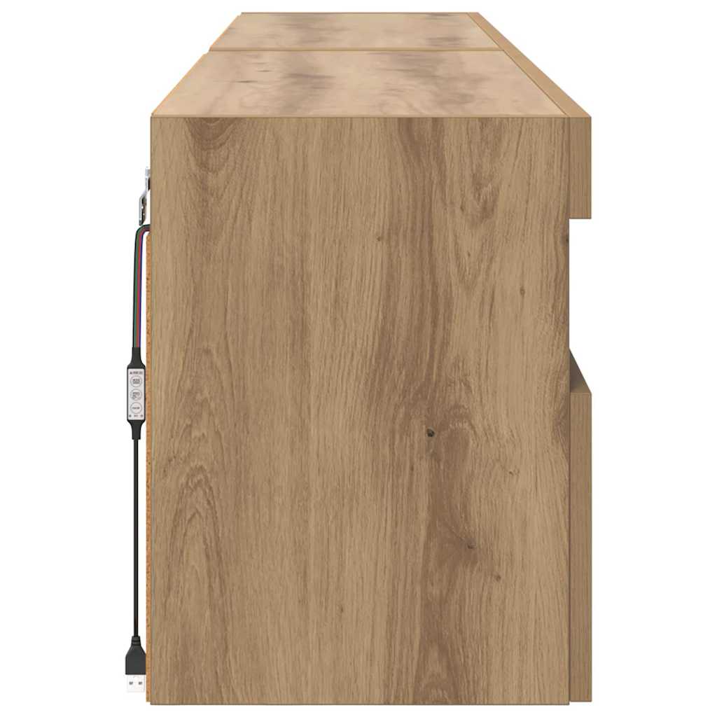 TV Wall Cabinets with LED 2 pcs Artisan Oak 80 x 30 x 40 cm