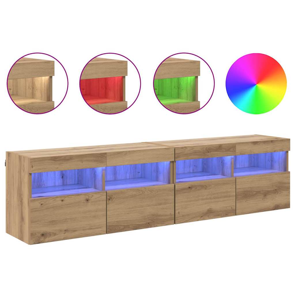 TV Wall Cabinets with LED 2 pcs Artisan Oak 80 x 30 x 40 cm