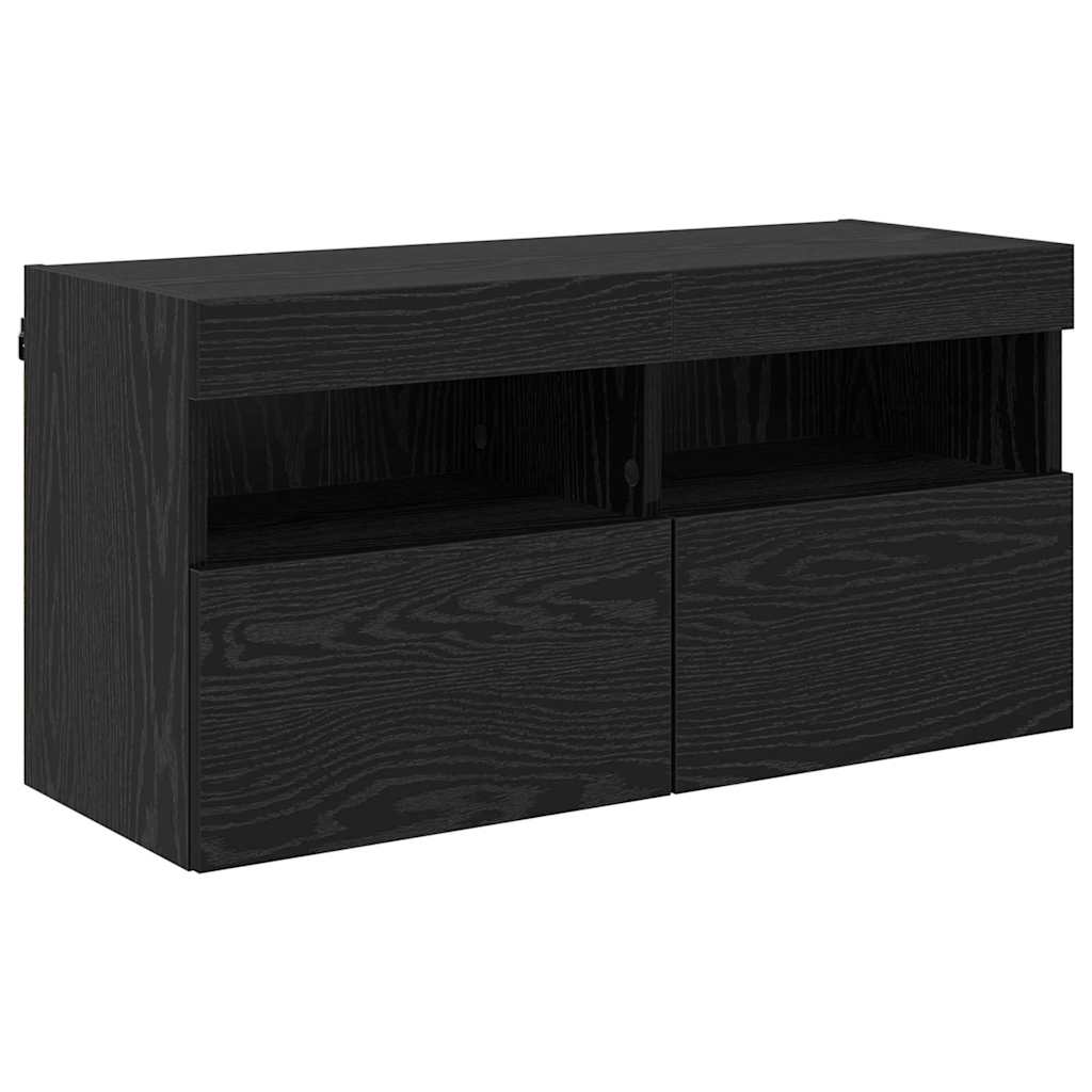 TV Wall Cabinet Black Oak 80 x 30 x 40 cm Engineered Wood