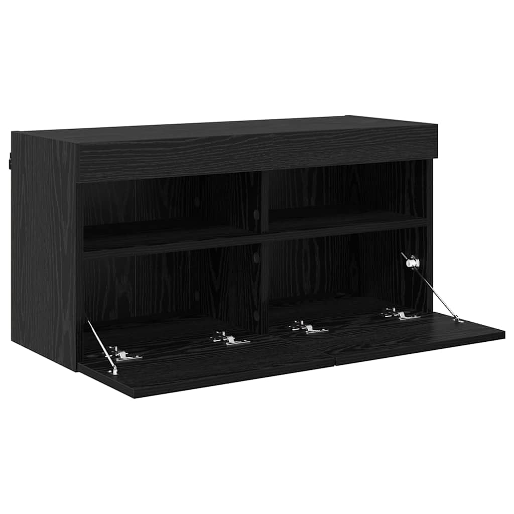 TV Wall Cabinet Black Oak 80 x 30 x 40 cm Engineered Wood