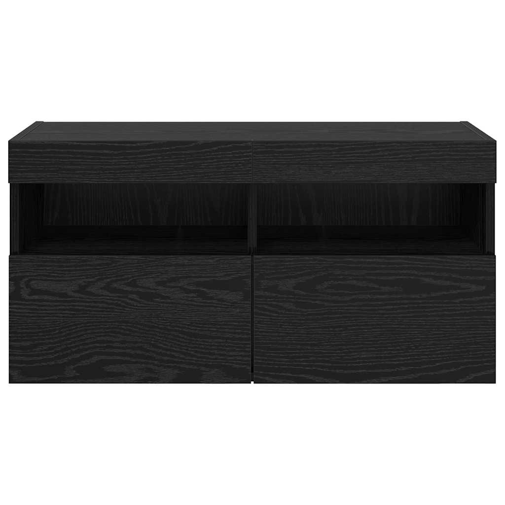 TV Wall Cabinet Black Oak 80 x 30 x 40 cm Engineered Wood