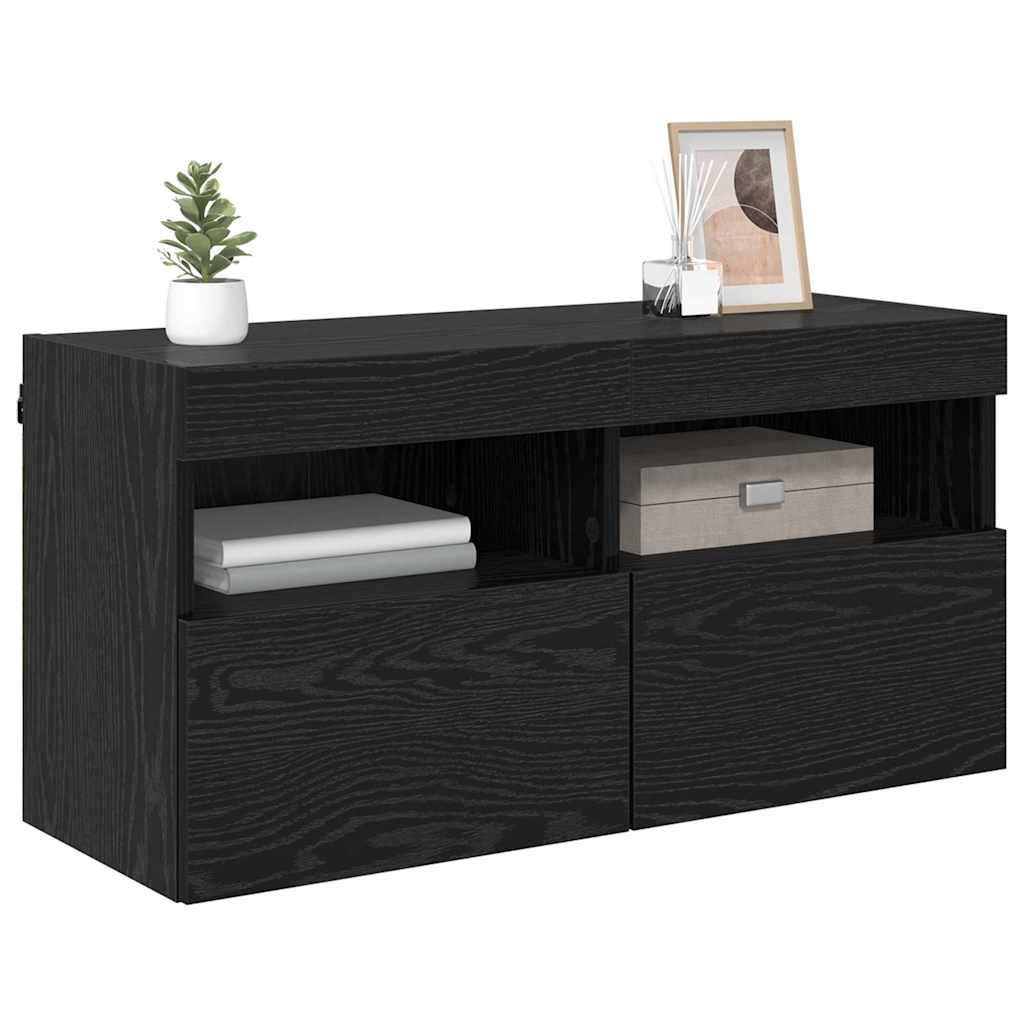 TV Wall Cabinet Black Oak 80 x 30 x 40 cm Engineered Wood