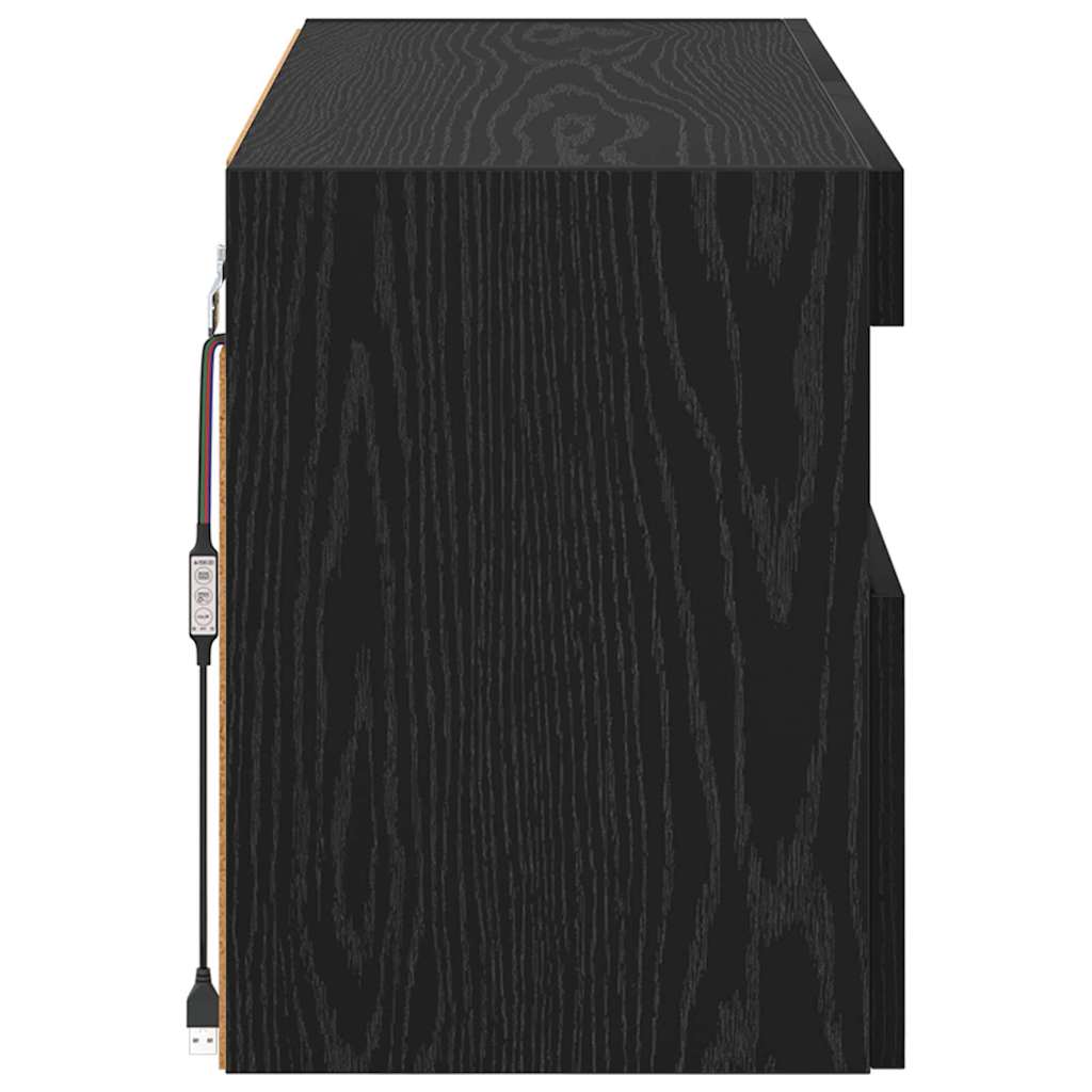 TV Wall Cabinet Black Oak 80 x 30 x 40 cm Engineered Wood