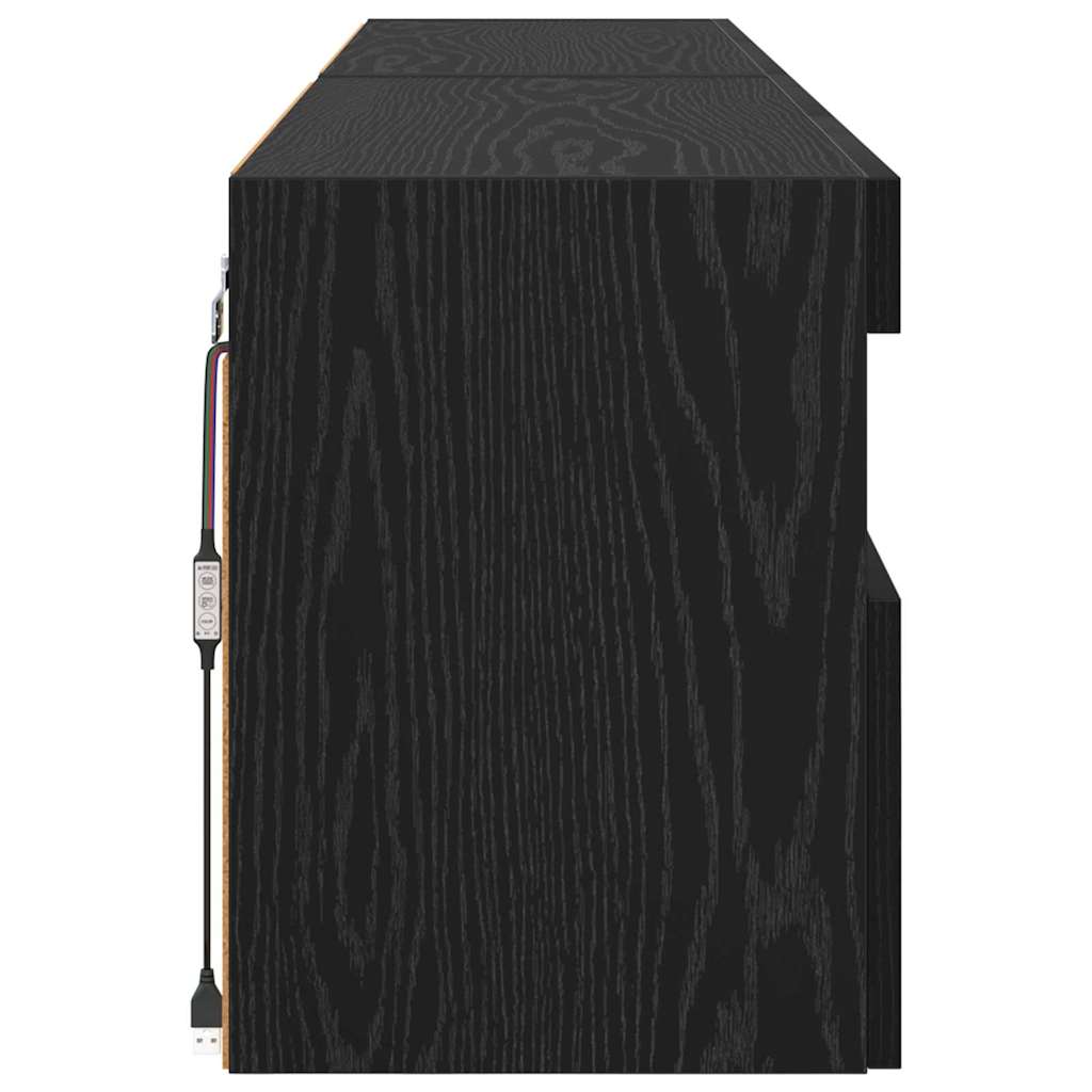 TV Wall Cabinets with LED 2 pcs Black Oak 80 x 30 x 40 cm