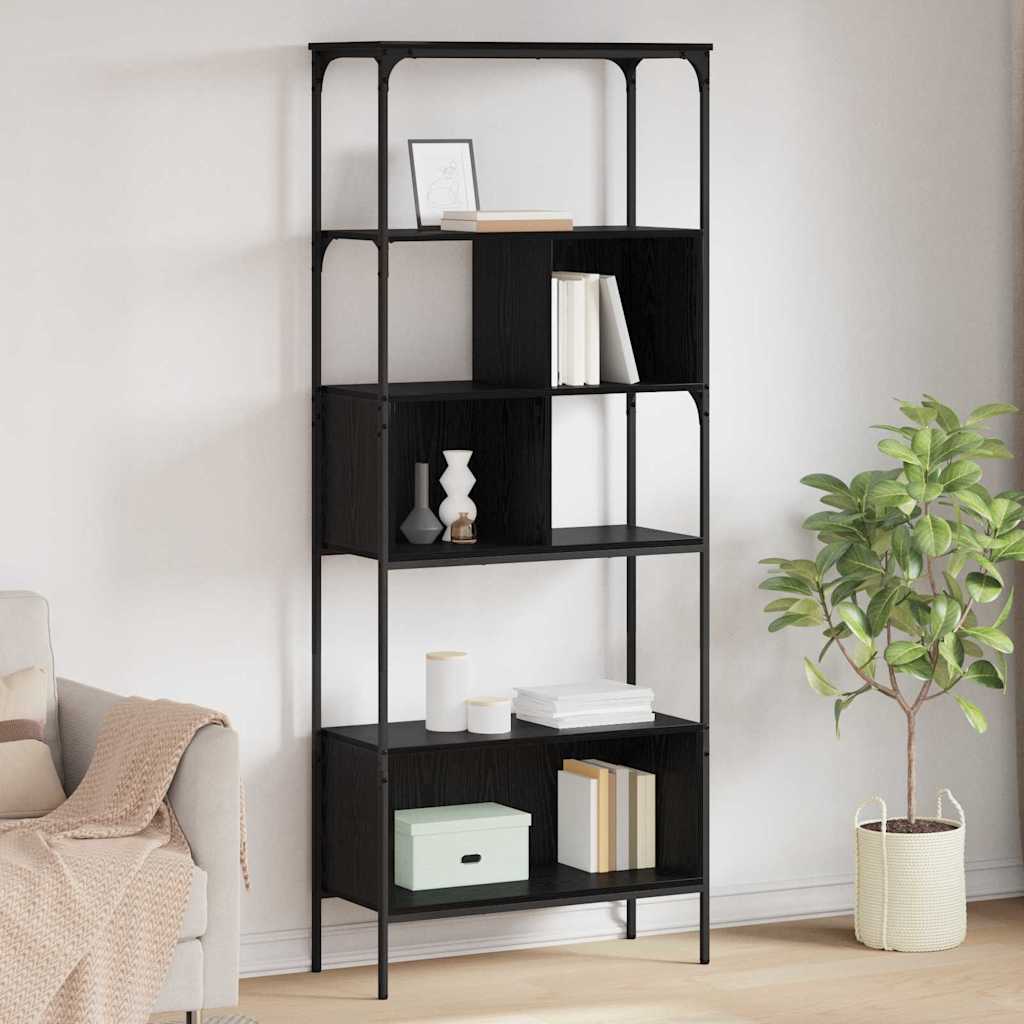 Bookcase 7-Tier 76 x 33 x 188.5 cm Engineered Wood Black Oak